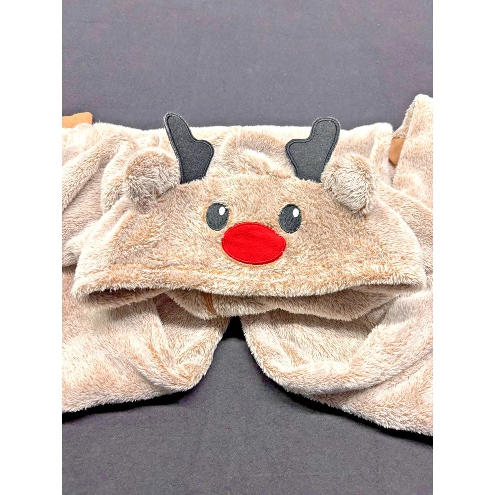 Reindeer PJ Pajama Costume Hooded Fleece Kids Size 8 Christmas Xmas Halloween